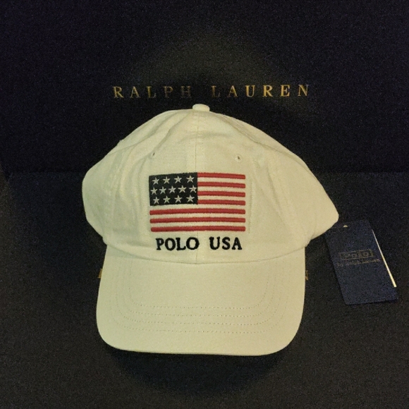 Ralph Lauren Adjustable White Polo USA Cap NEW ! - Picture 1 of 8